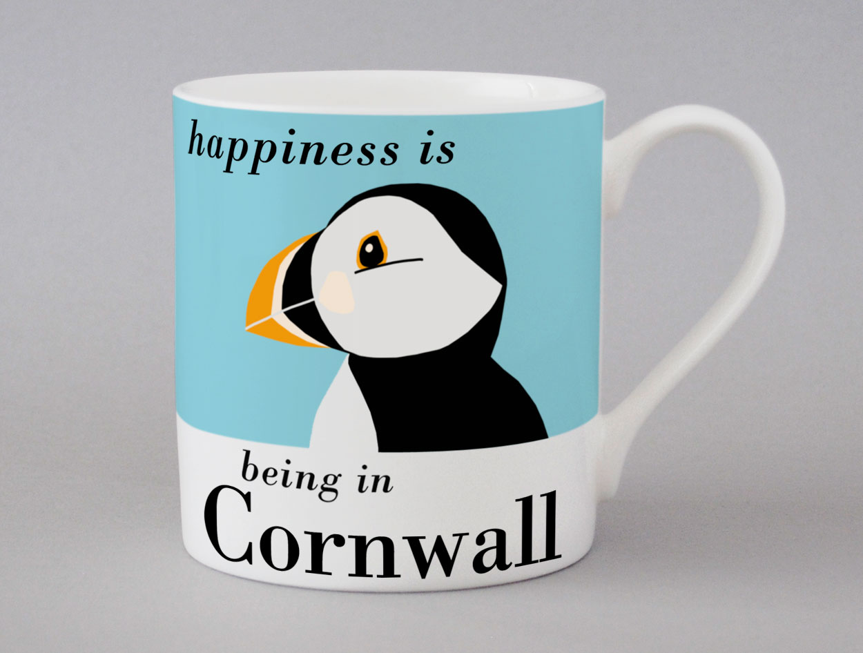 Country & Coast | Cornwall Mug | Puffin | Blue