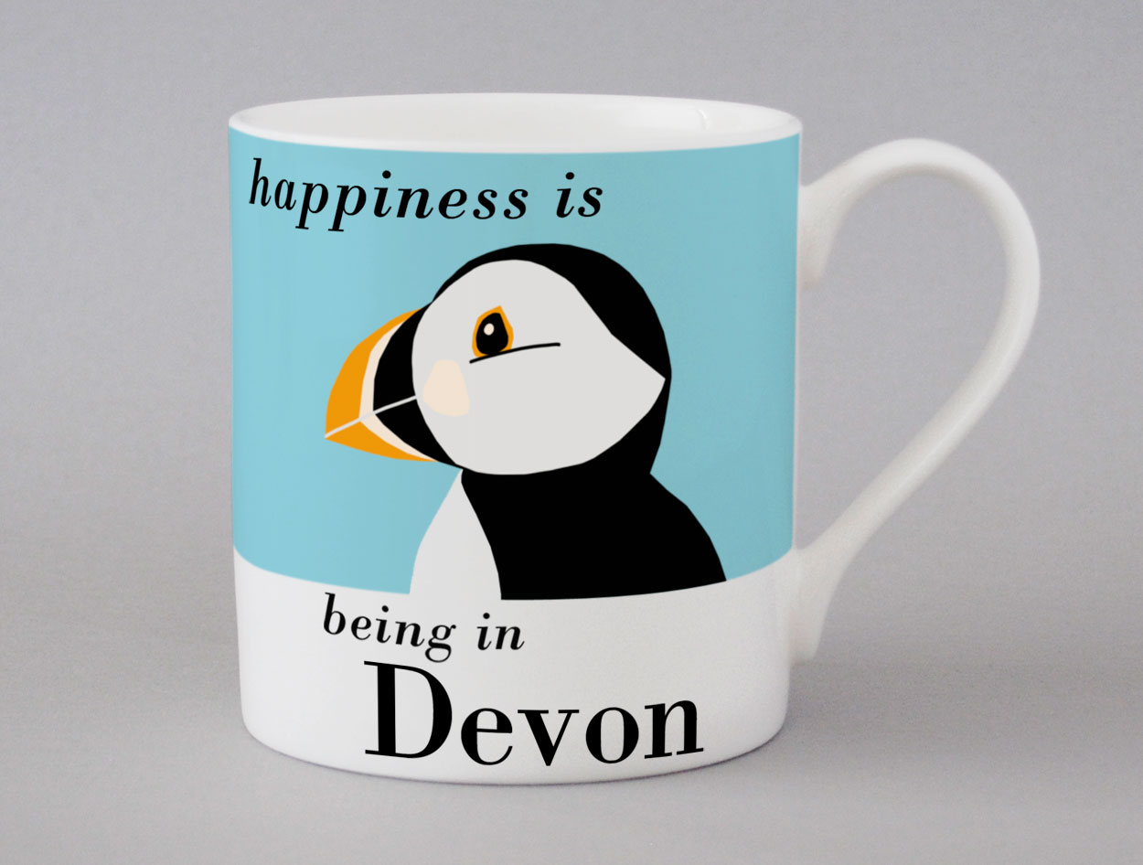 Country & Coast | Devon Mug | Puffin | Blue