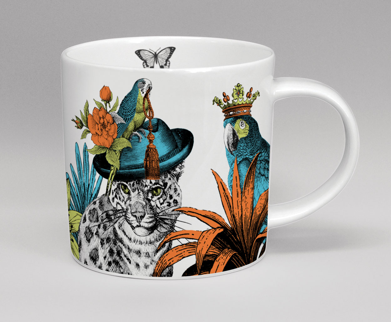 Menagerie Leopard Bone China Mug White